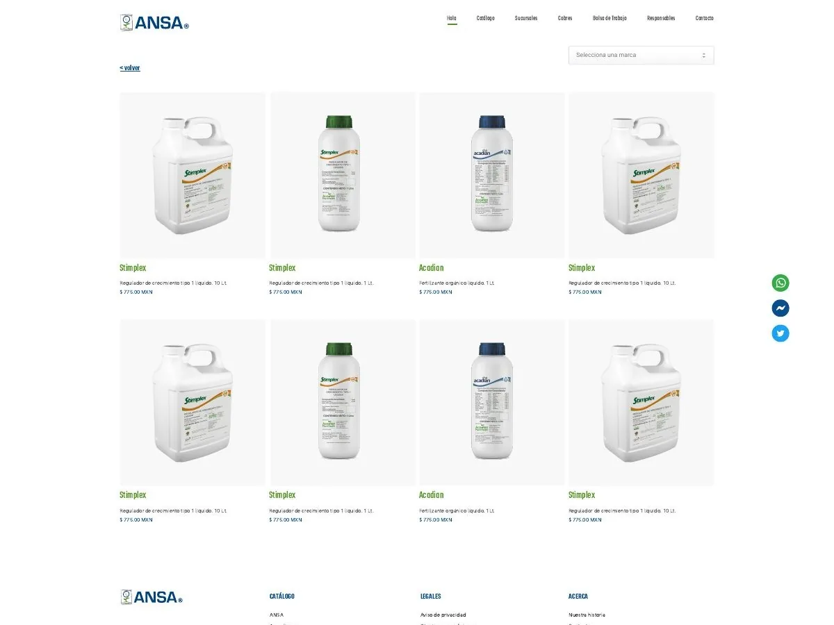 Catálogo de productos ANSA