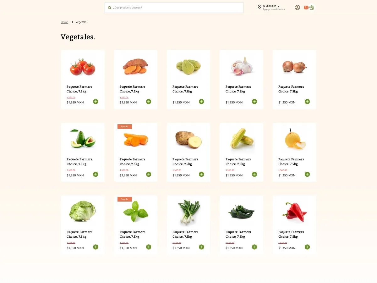 Categoría de vegetales