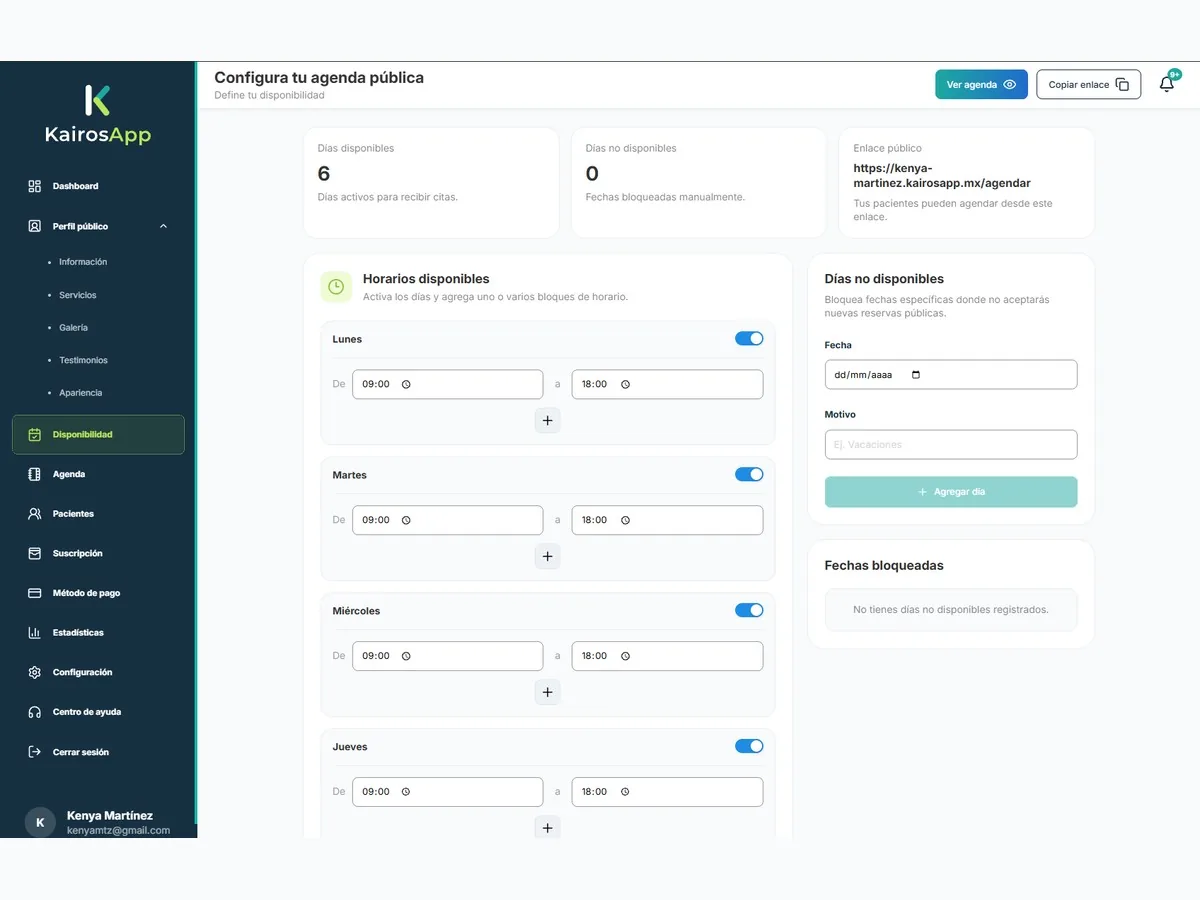 Configuración de disponibilidad