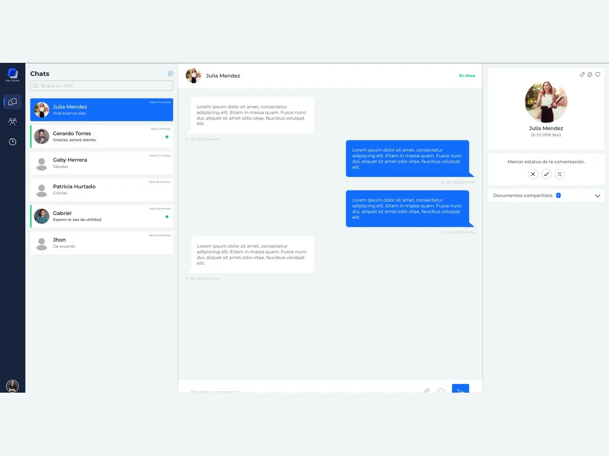 Chat de atención en escritorio