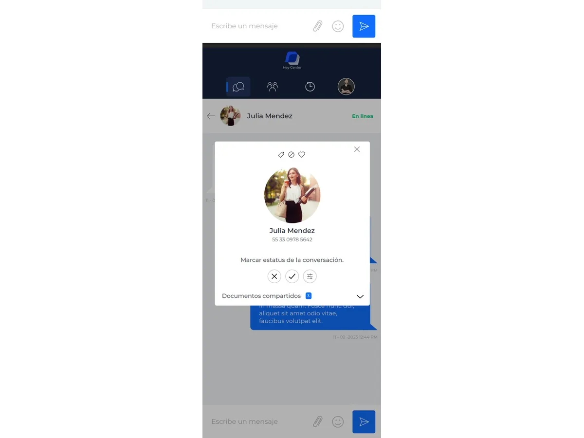 Perfil de contacto en móvil