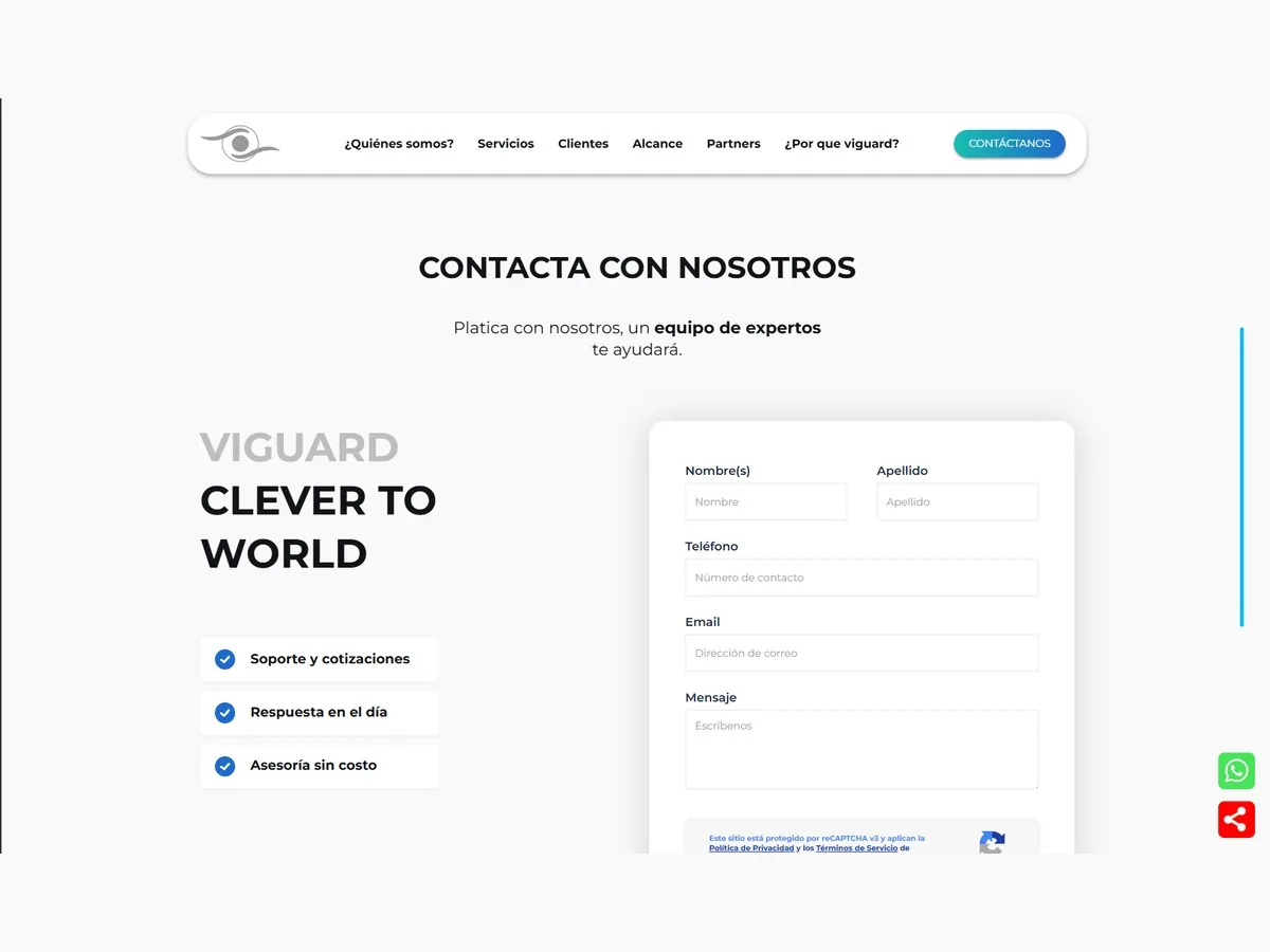 Formulario de contacto de Viguard